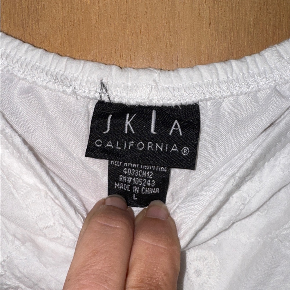 NWOT JKLA California Elegant White Embroidered Skirt with Lining Size Large - Picture 4 of 5